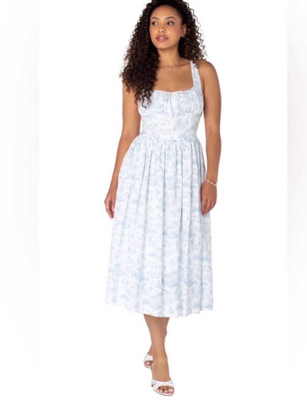 Bridgerton Celebrity Pink Women's Basque Waist Midi Toile Dress